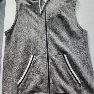 Psycho Bunny Gray Sleeveless Zip-Up Vest with Contrast Trim